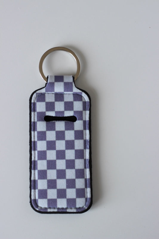 Purple Checkered Lip Chap Holder