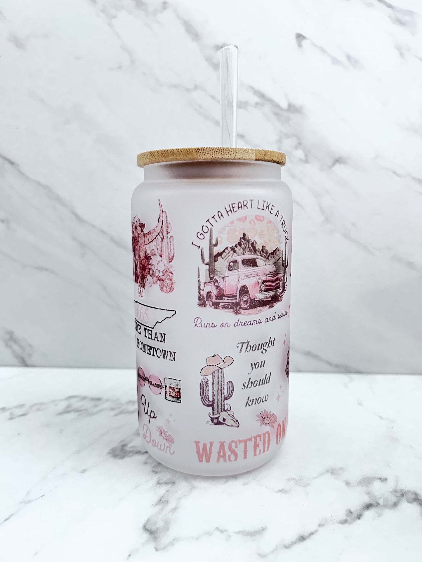 Morgan Wallen Glass Cup with lid and straw