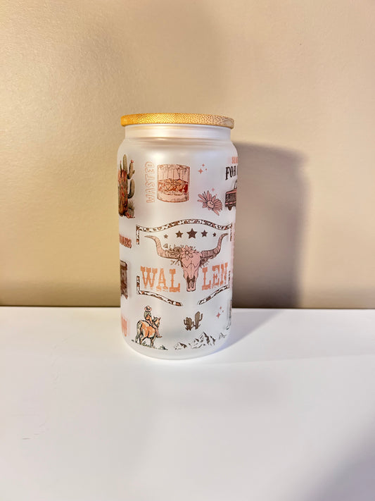 Morgan Wallen Glass Cup with lid and straw